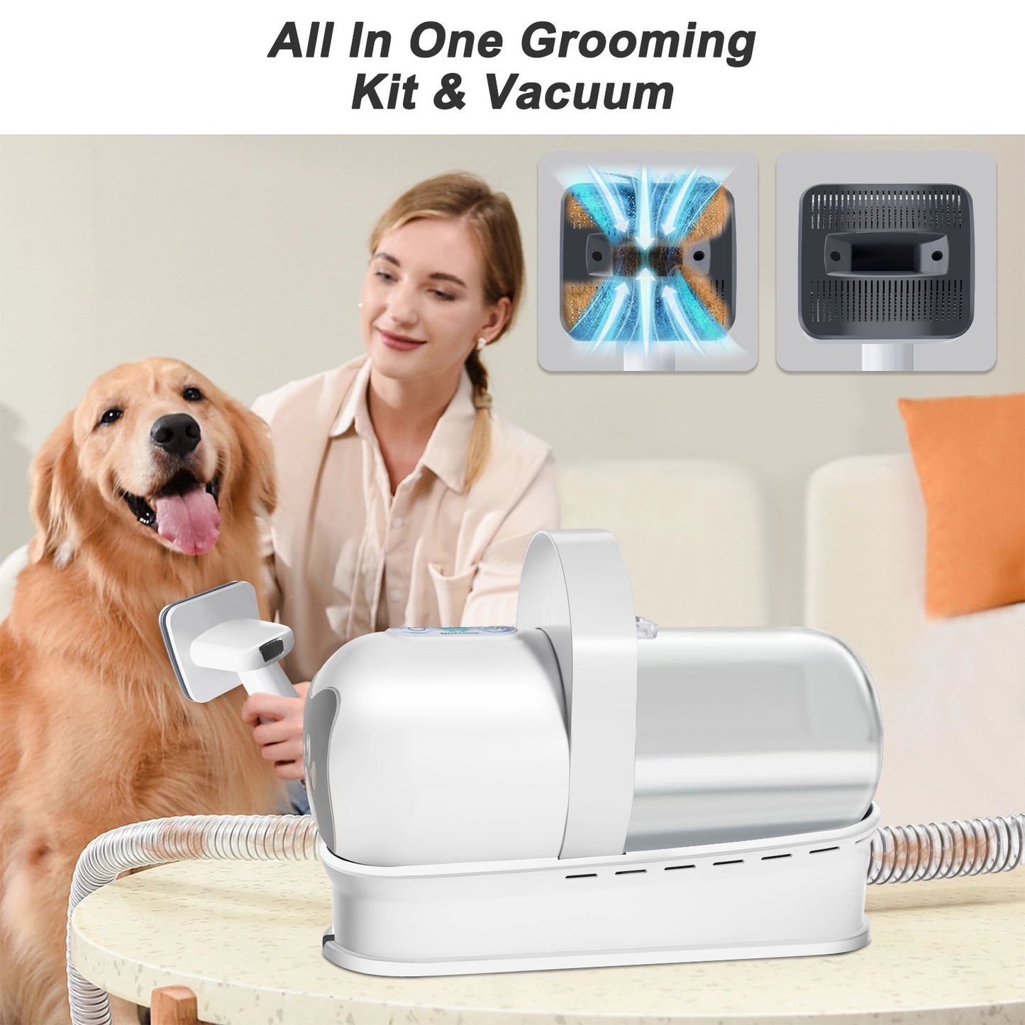 Advanced Pro Vacuum Trimming 7-in-1 Multifunctional Pet Grooming Kit With Nail Trimmer & Grinder