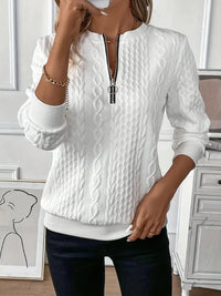 CÉLENE – Casual Quilted Zipper Sweater