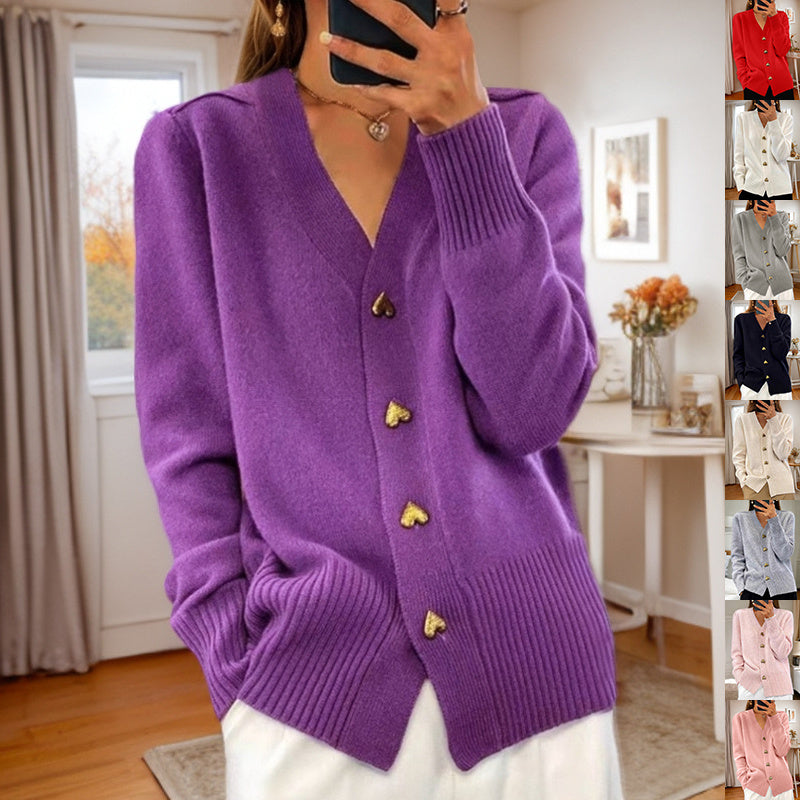 Thalia | Heart Buttoned Cardigan