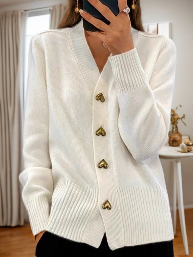 Thalia | Heart Buttoned Cardigan