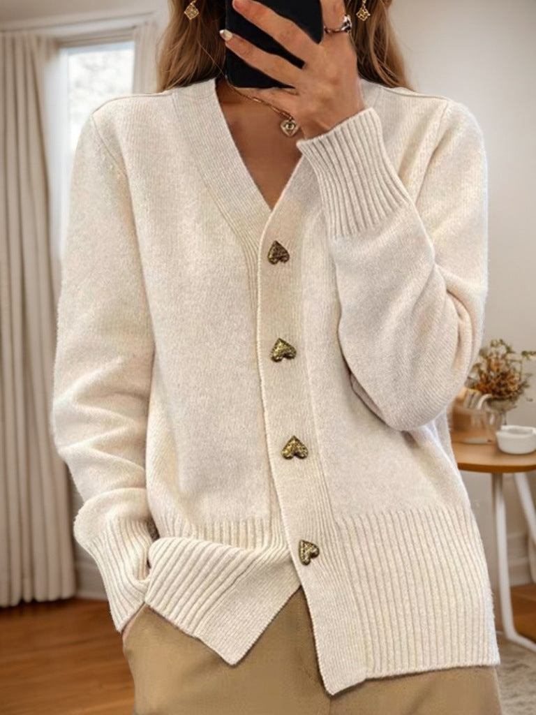 Thalia | Heart Buttoned Cardigan
