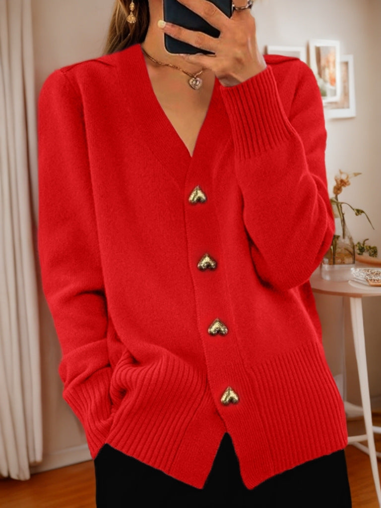 Thalia | Heart Buttoned Cardigan