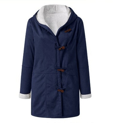 Solid color mid-length hooded jacket