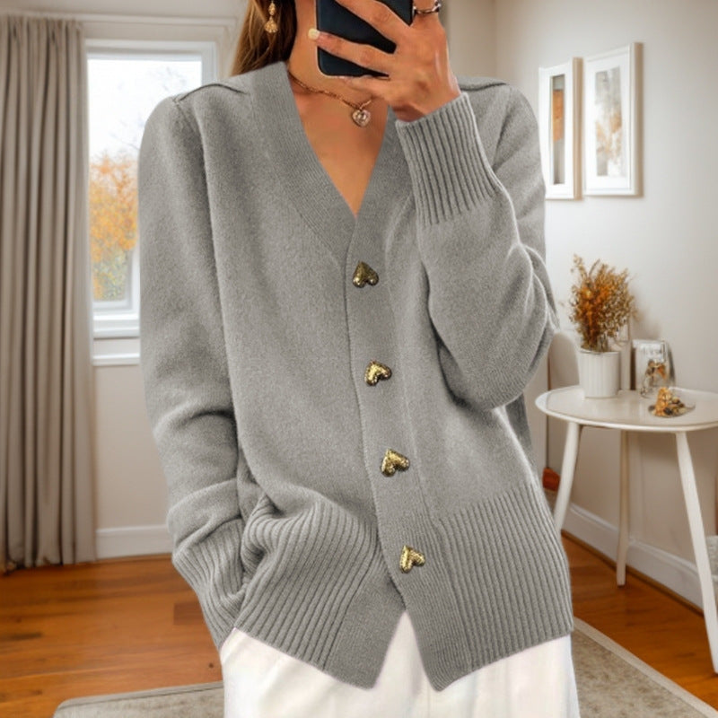 Thalia | Heart Buttoned Cardigan