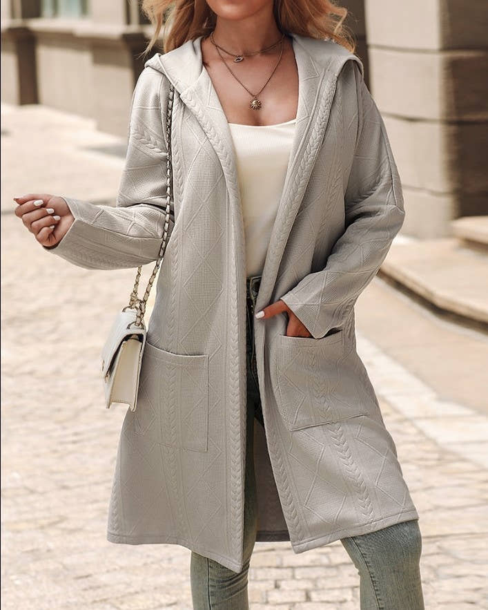 AURELLE – Hooded Mid-Length Trench Coat