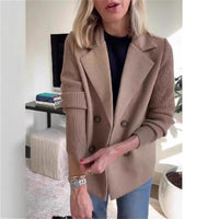 AURELLE – Double-Breasted Knit Sleeve Coat